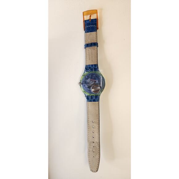 Swatch watch STRIPP SDN120PACK 1996 Worldwide packagings with leather Strap NEW - Picture 11 of 15